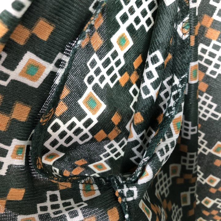 MONTGOMERY WARD all-over print long-sleeved shirt, men's size L equivalent. Triacetate green type Vintage Second Hand