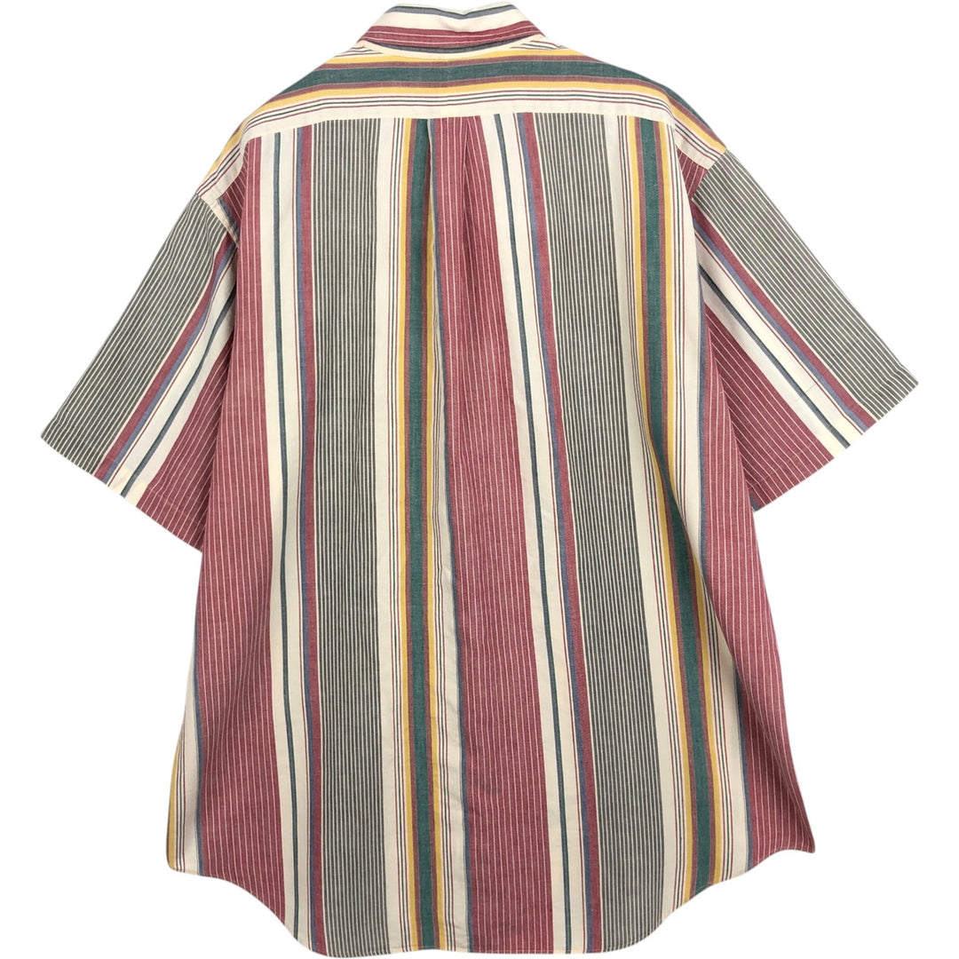 Ralph Lauren Multi-Stripe Short Sleeve Button-Down Striped Shirt, Men's Size L cotton red type Vintage Second Hand