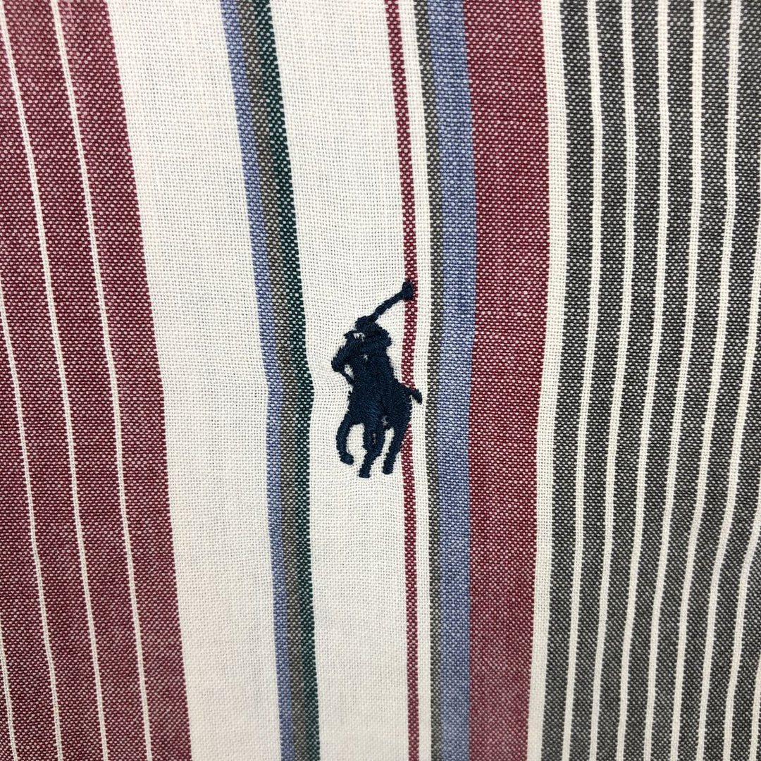 Ralph Lauren Multi-Stripe Short Sleeve Button-Down Striped Shirt, Men's Size L cotton red type Vintage Second Hand