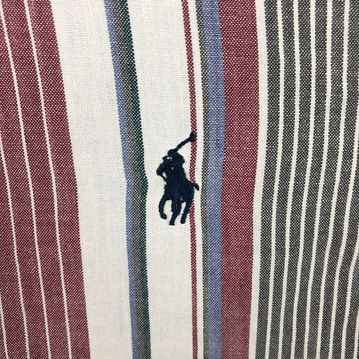 Ralph Lauren Multi-Stripe Short Sleeve Button-Down Striped Shirt, Men's Size L cotton red type Vintage Second Hand