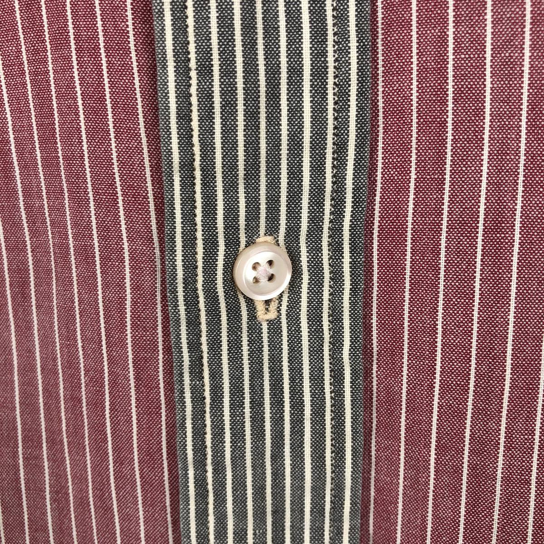Ralph Lauren Multi-Stripe Short Sleeve Button-Down Striped Shirt, Men's Size L cotton red type Vintage Second Hand