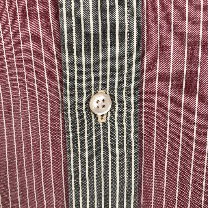 Ralph Lauren Multi-Stripe Short Sleeve Button-Down Striped Shirt, Men's Size L cotton red type Vintage Second Hand