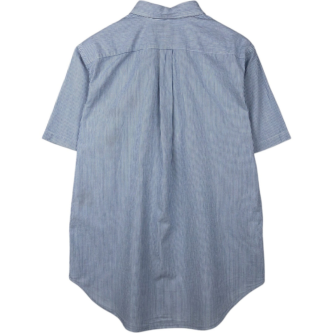 Ralph Lauren Classic Fit Seersucker Short Sleeve Button Down Striped Shirt Men's Size L cotton Blue type light blue Vintage Second Hand