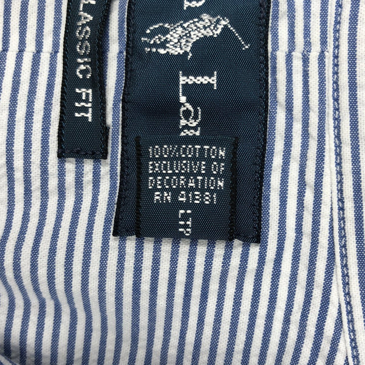 Ralph Lauren Classic Fit Seersucker Short Sleeve Button Down Striped Shirt Men's Size L cotton Blue type light blue Vintage Second Hand