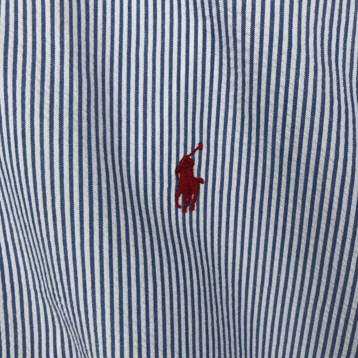 Ralph Lauren Classic Fit Seersucker Short Sleeve Button Down Striped Shirt Men's Size L cotton Blue type light blue Vintage Second Hand