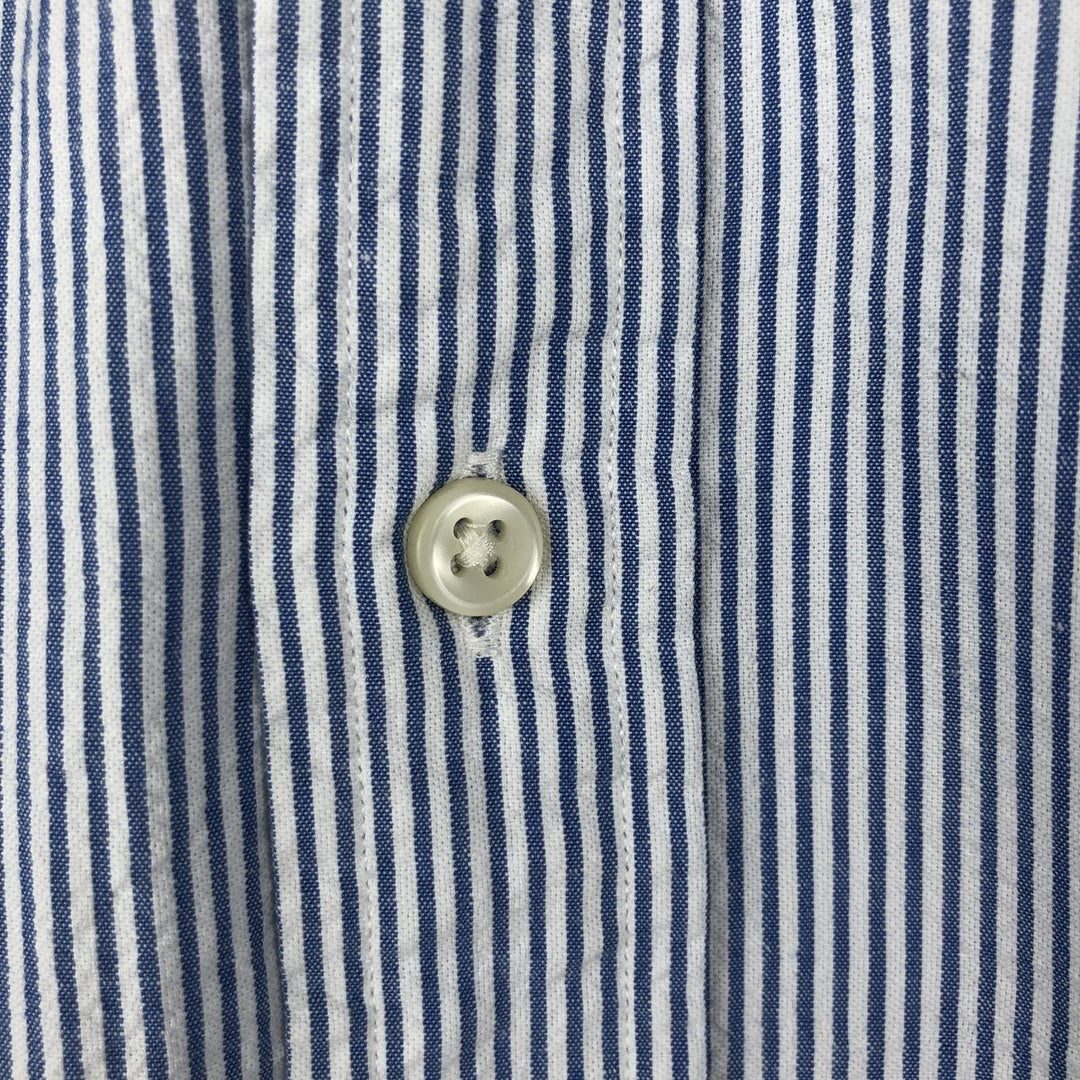 Ralph Lauren Classic Fit Seersucker Short Sleeve Button Down Striped Shirt Men's Size L cotton Blue type light blue Vintage Second Hand