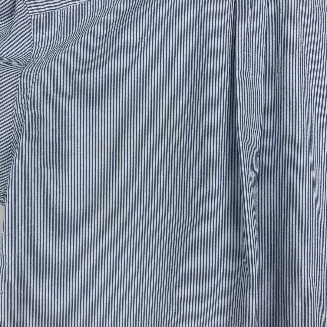 Ralph Lauren Classic Fit Seersucker Short Sleeve Button Down Striped Shirt Men's Size L cotton Blue type light blue Vintage Second Hand