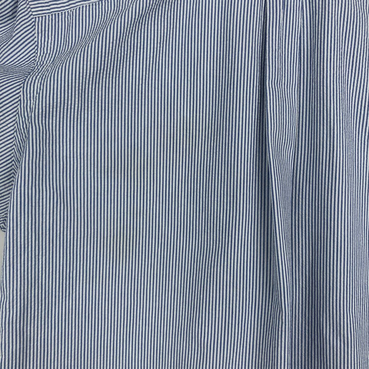 Ralph Lauren Classic Fit Seersucker Short Sleeve Button Down Striped Shirt Men's Size L cotton Blue type light blue Vintage Second Hand