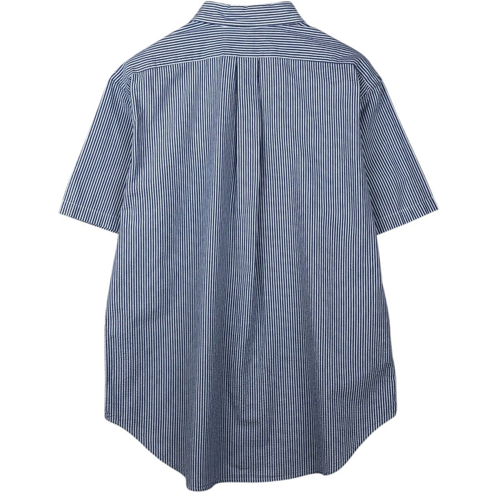 Ralph Lauren CLASSIC FIT Seersucker Short-Sleeve Button-Down Striped Shirt, Men's Size XL (approx.) cotton blue type Vintage Second Hand
