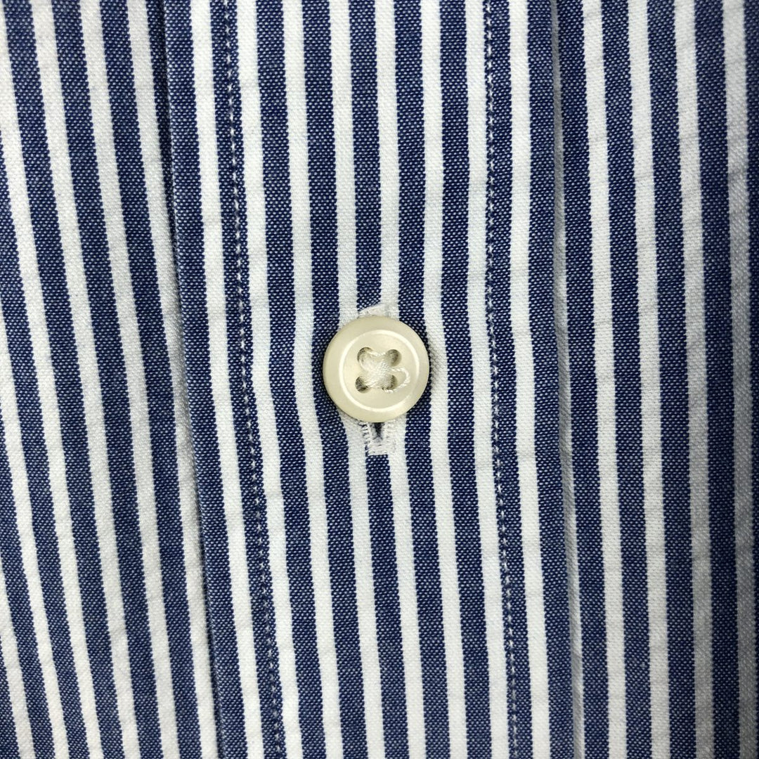 Ralph Lauren CLASSIC FIT Seersucker Short-Sleeve Button-Down Striped Shirt, Men's Size XL (approx.) cotton blue type Vintage Second Hand