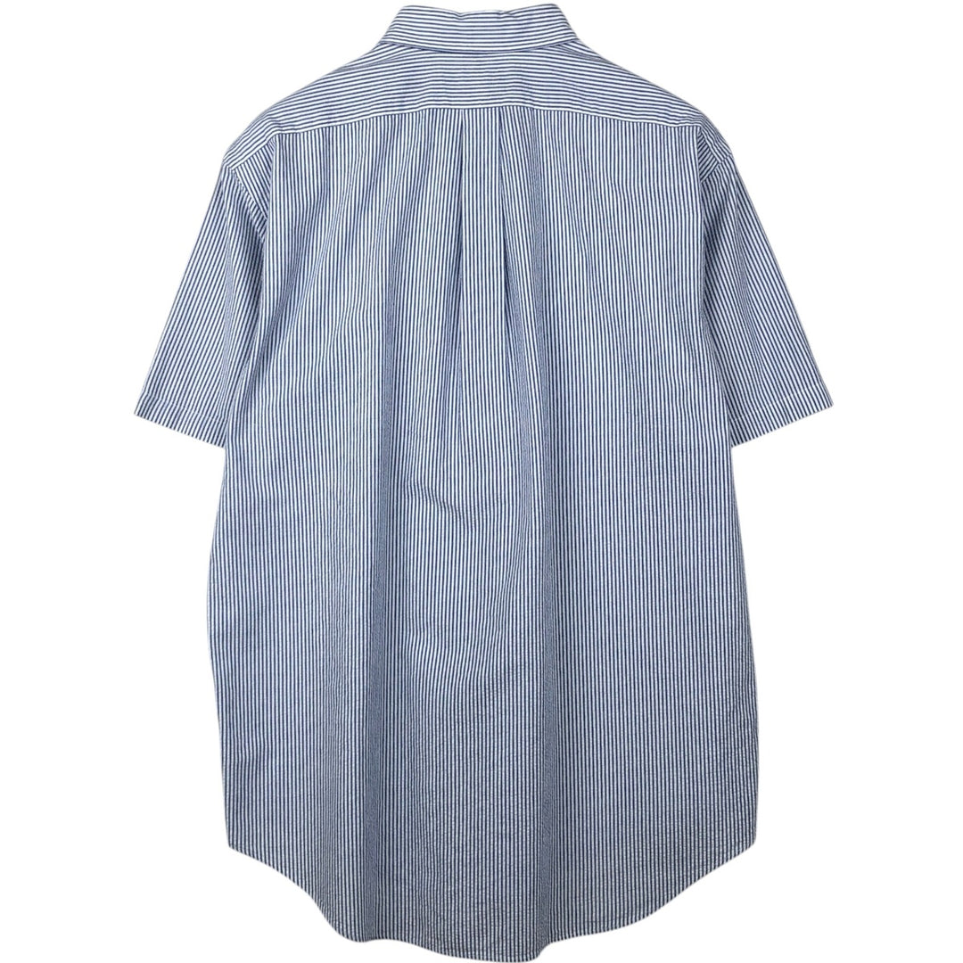 Ralph Lauren Classic Fit Seersucker Short Sleeve Button Down Striped Shirt Men's Size L cotton blue type Vintage Second Hand