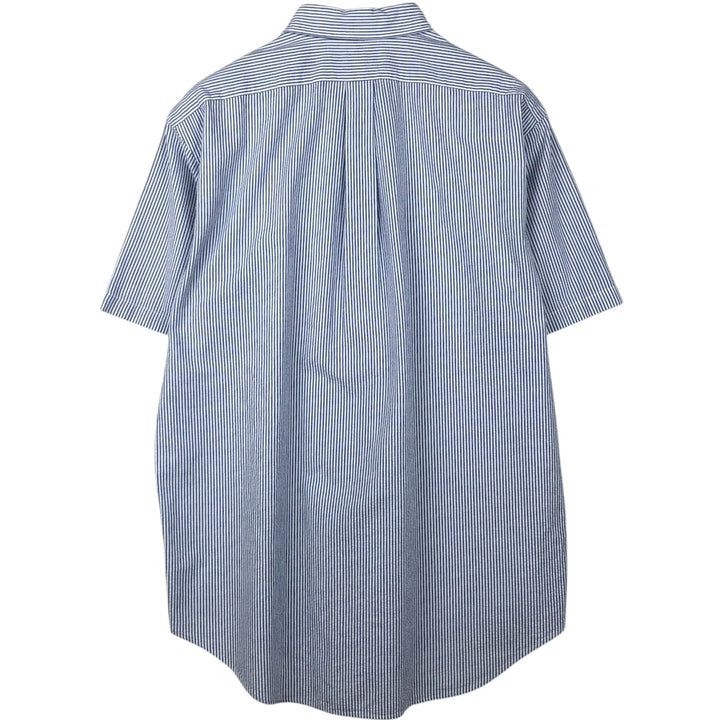 Ralph Lauren Classic Fit Seersucker Short Sleeve Button Down Striped Shirt Men's Size L cotton blue type Vintage Second Hand