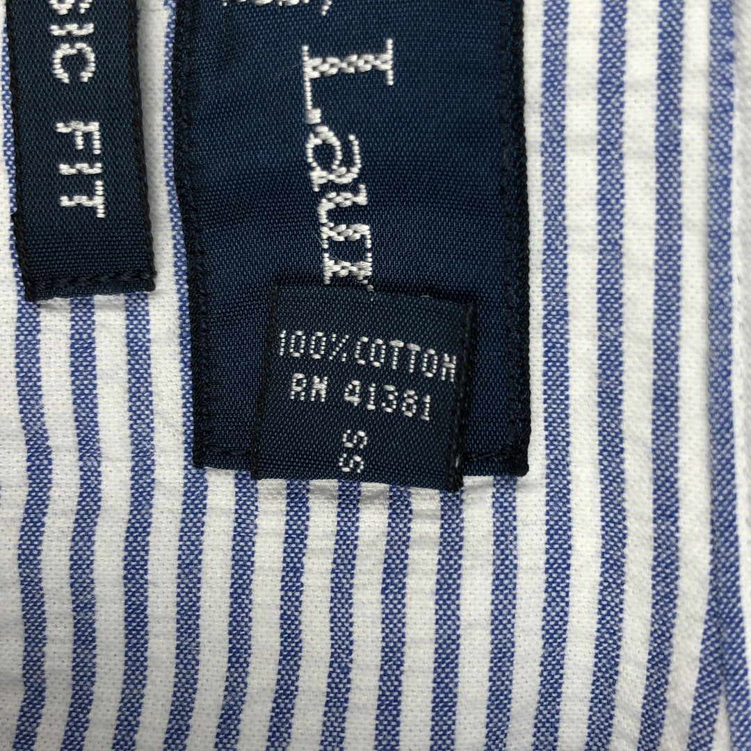 Ralph Lauren Classic Fit Seersucker Short Sleeve Button Down Striped Shirt Men's Size L cotton blue type Vintage Second Hand