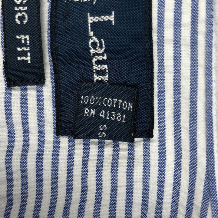 Ralph Lauren Classic Fit Seersucker Short Sleeve Button Down Striped Shirt Men's Size L cotton blue type Vintage Second Hand
