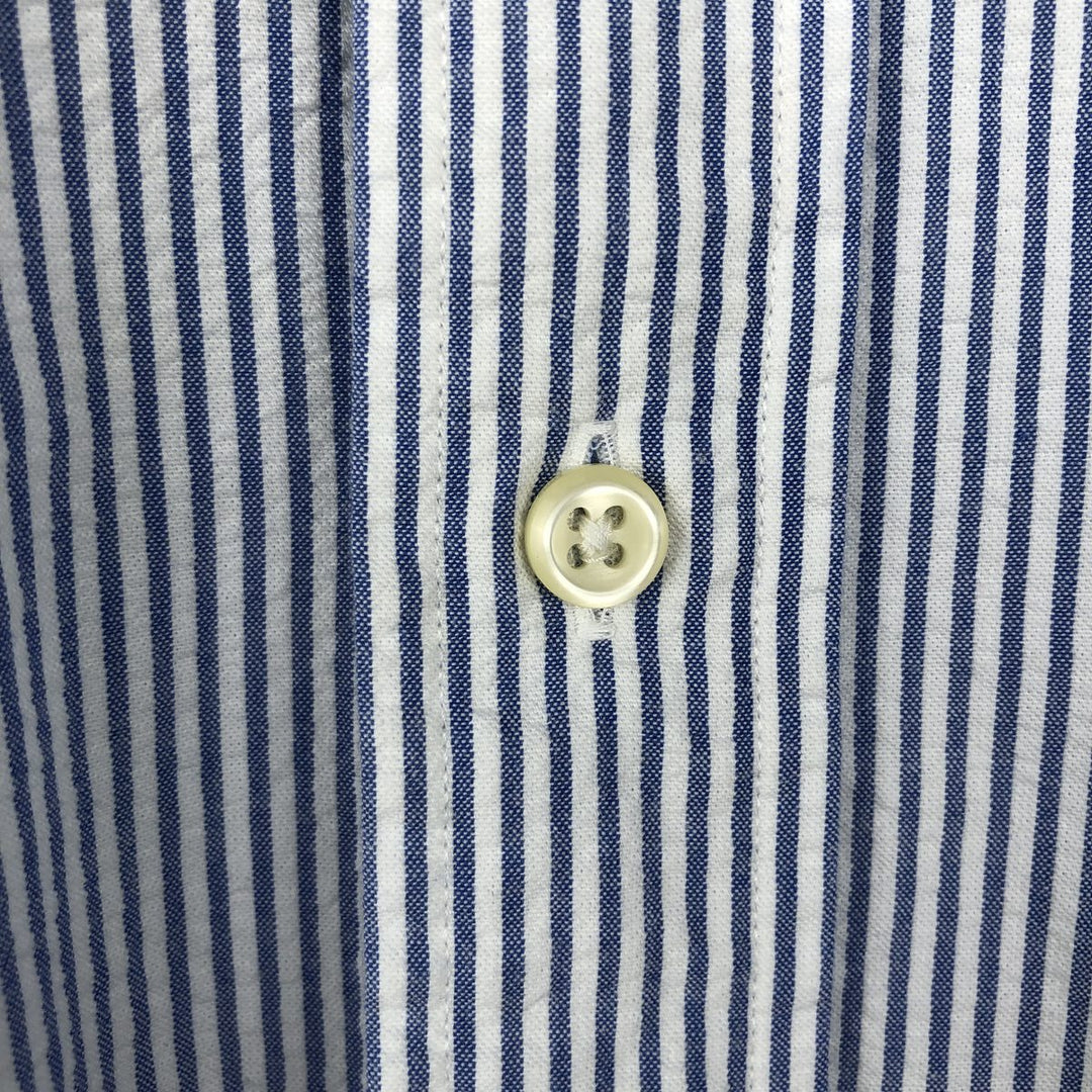 Ralph Lauren Classic Fit Seersucker Short Sleeve Button Down Striped Shirt Men's Size L cotton blue type Vintage Second Hand