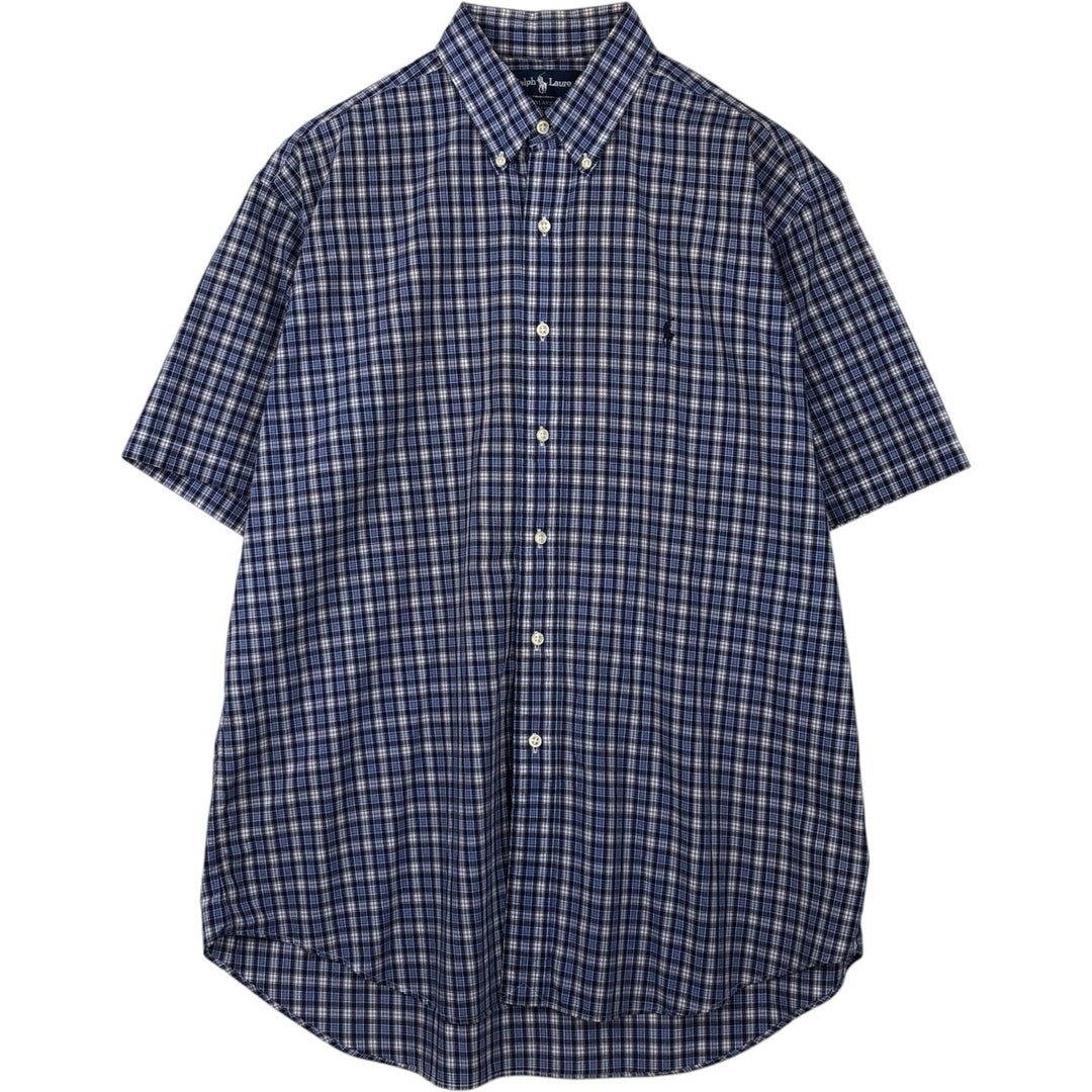 Ralph Lauren BLAKE Short-Sleeve Button-Down Check Shirt, Size L (Men's equivalent to size L) cotton blue type Vintage Second Hand