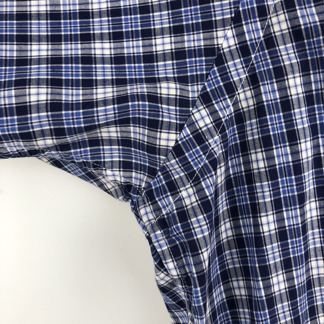 Ralph Lauren BLAKE Short-Sleeve Button-Down Check Shirt, Size L (Men's equivalent to size L) cotton blue type Vintage Second Hand