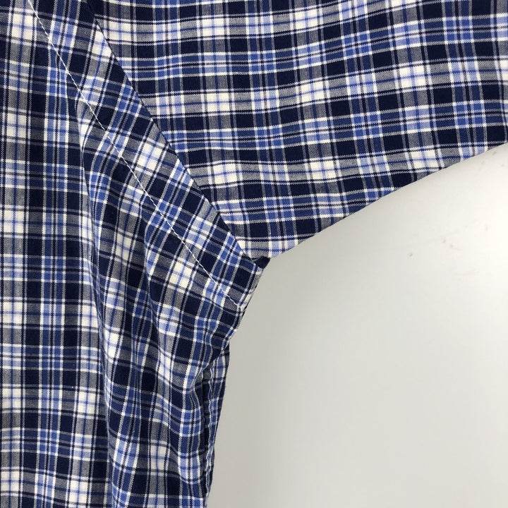 Ralph Lauren BLAKE Short-Sleeve Button-Down Check Shirt, Size L (Men's equivalent to size L) cotton blue type Vintage Second Hand
