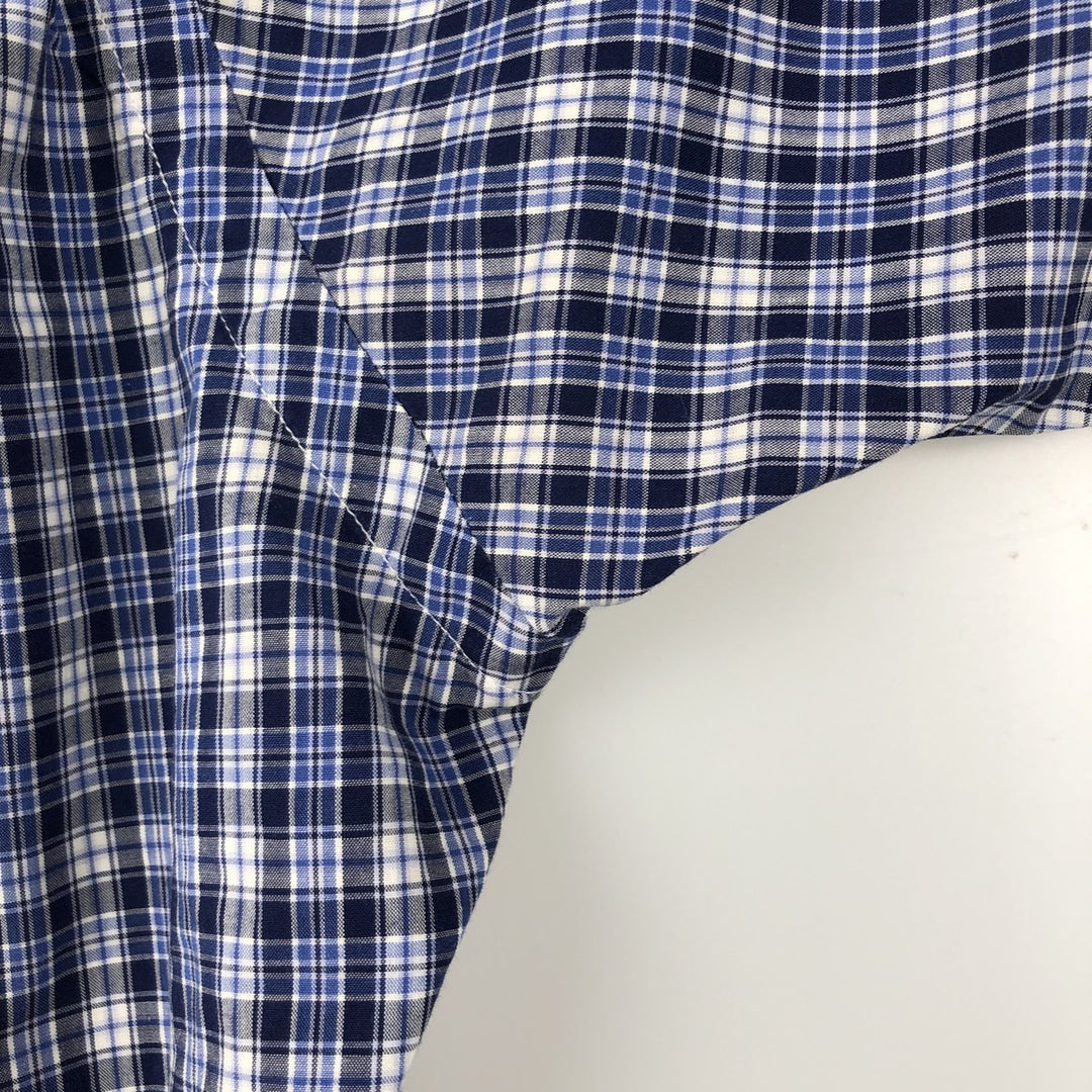 Ralph Lauren BLAKE Short-Sleeve Button-Down Check Shirt, Size L (Men's equivalent to size L) cotton blue type Vintage Second Hand