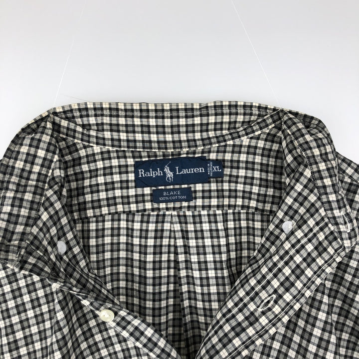 Ralph Lauren BLAKE short sleeve button down check shirt men's XL size cotton black type Vintage Second Hand