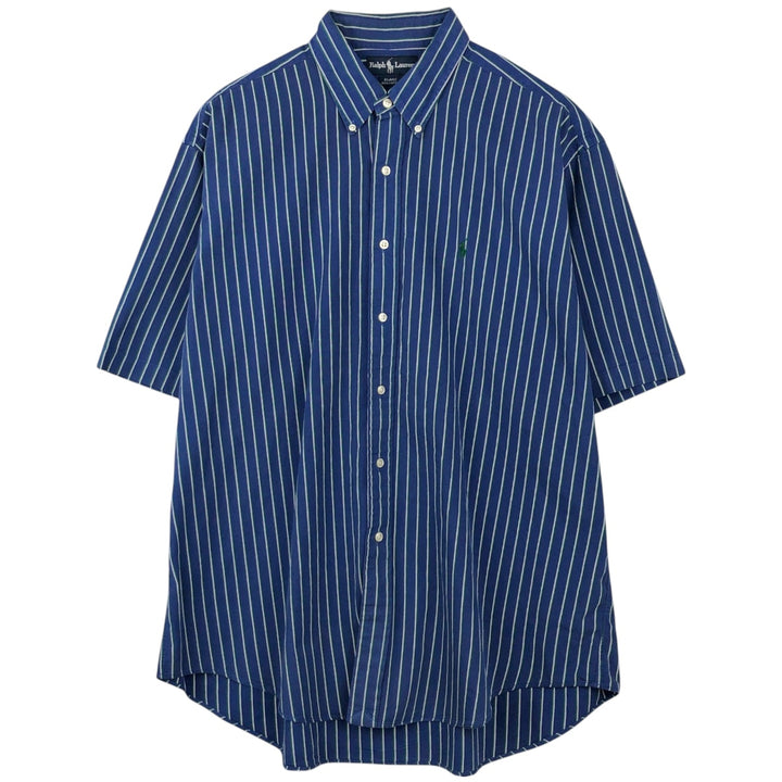 Ralph Lauren BLAIRE long sleeve button down striped shirt, men's XL size cotton blue type Vintage Second Hand