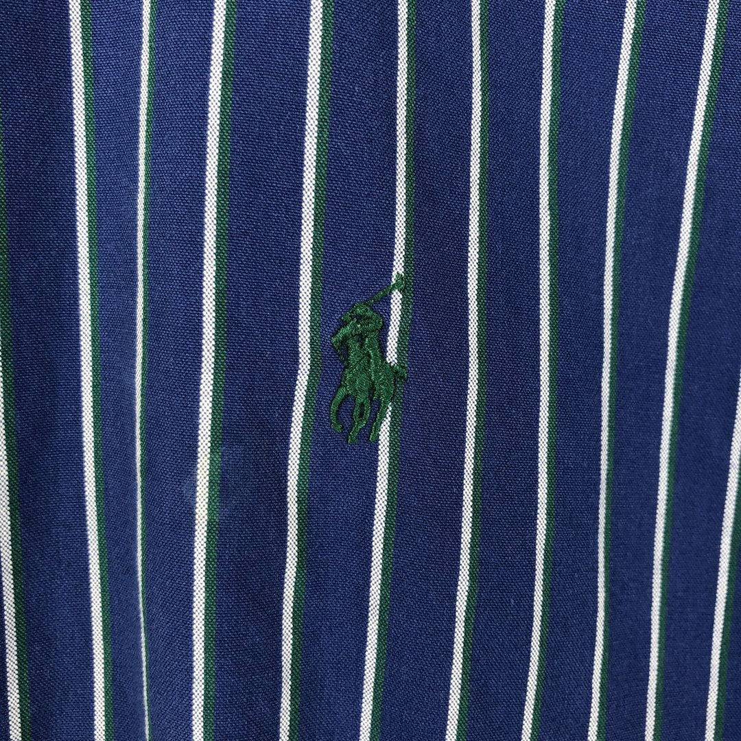 Ralph Lauren BLAIRE long sleeve button down striped shirt, men's XL size cotton blue type Vintage Second Hand