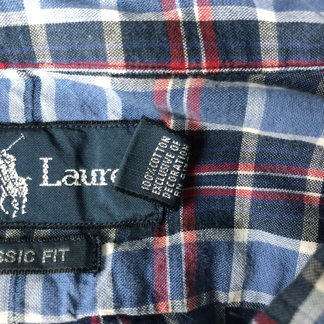 2000'S Ralph Lauren CLASSIC FIT Short-Sleeve Button-Down Check Shirt, Men's Size XXL (approx.) cotton blue type Vintage Second Hand