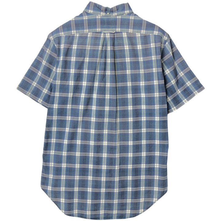 Ralph Lauren CLASSIC FIT short-sleeved button-down check shirt, men's size S (approx.) cotton navy blue type Vintage Second Hand