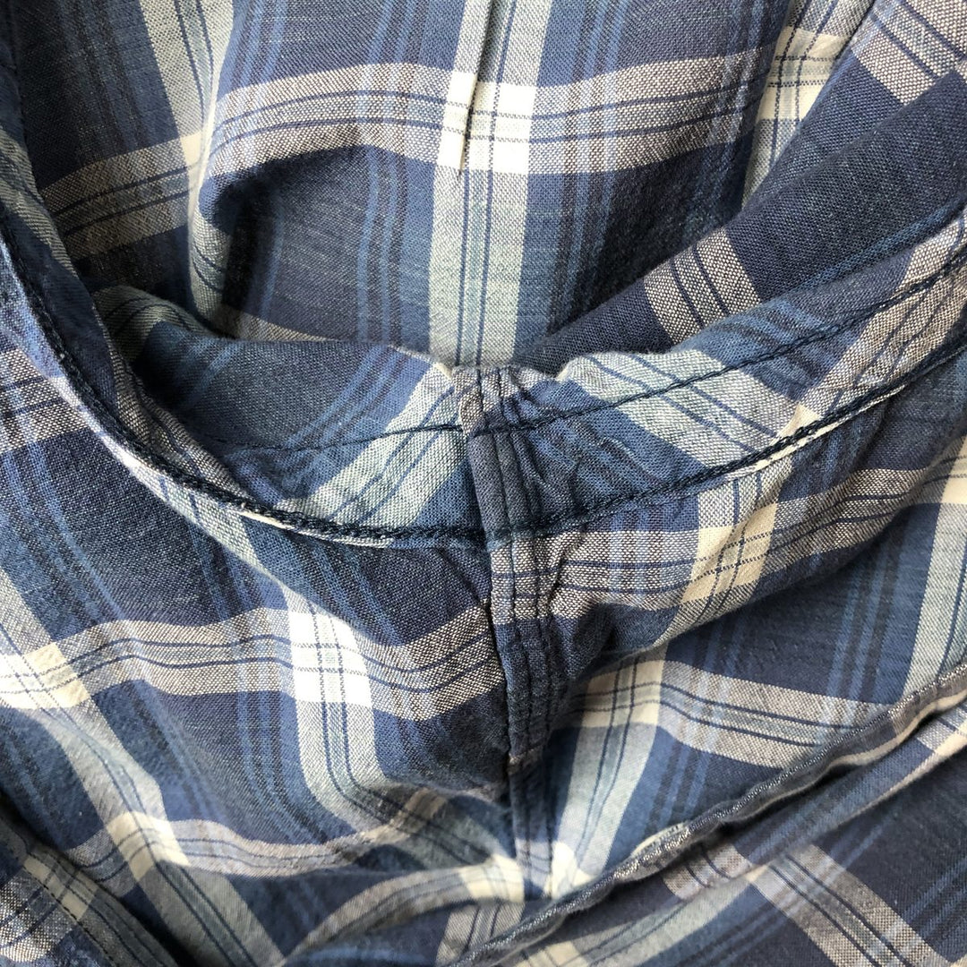 Ralph Lauren CLASSIC FIT short-sleeved button-down check shirt, men's size S (approx.) cotton navy blue type Vintage Second Hand