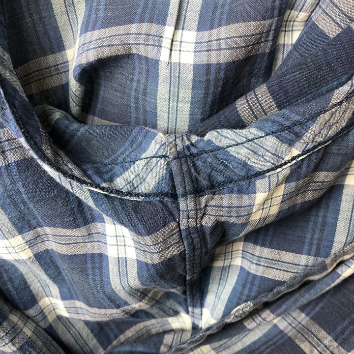 Ralph Lauren CLASSIC FIT short-sleeved button-down check shirt, men's size S (approx.) cotton navy blue type Vintage Second Hand