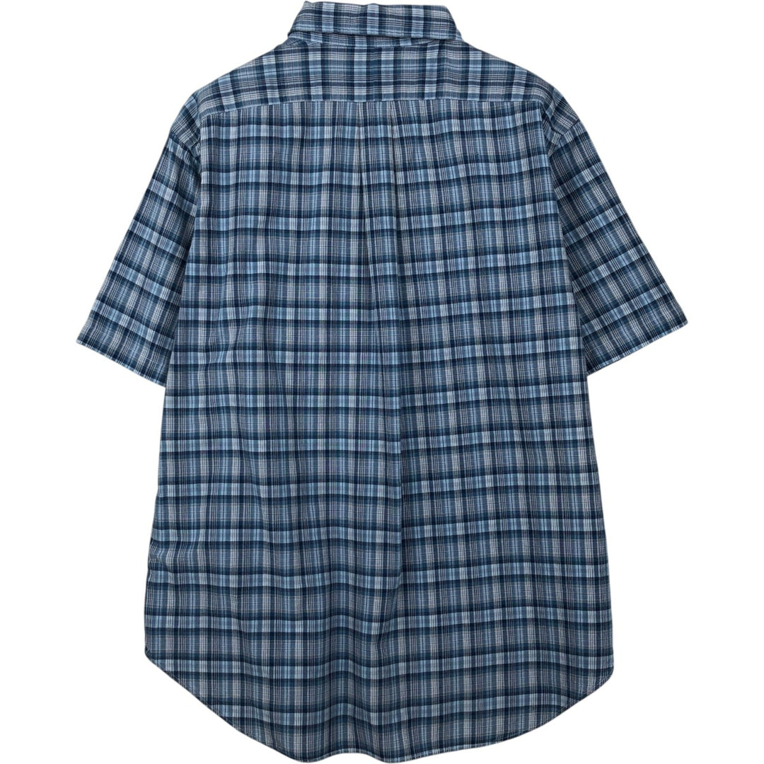 Ralph Lauren Classic Fit short sleeve button down check shirt, men's size L cotton blue type Vintage Second Hand