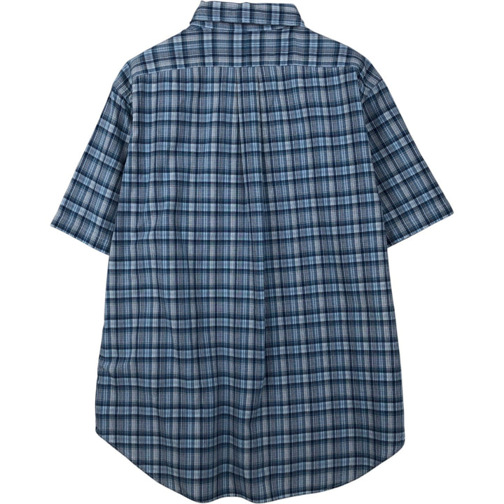 Ralph Lauren Classic Fit short sleeve button down check shirt, men's size L cotton blue type Vintage Second Hand