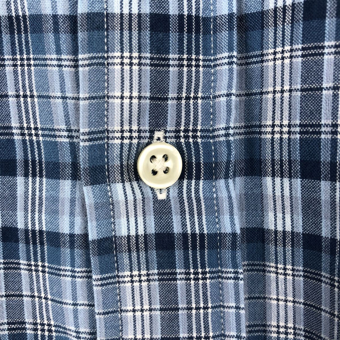 Ralph Lauren Classic Fit short sleeve button down check shirt, men's size L cotton blue type Vintage Second Hand