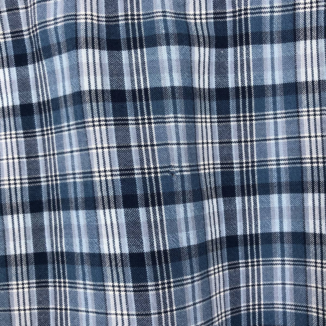 Ralph Lauren Classic Fit short sleeve button down check shirt, men's size L cotton blue type Vintage Second Hand