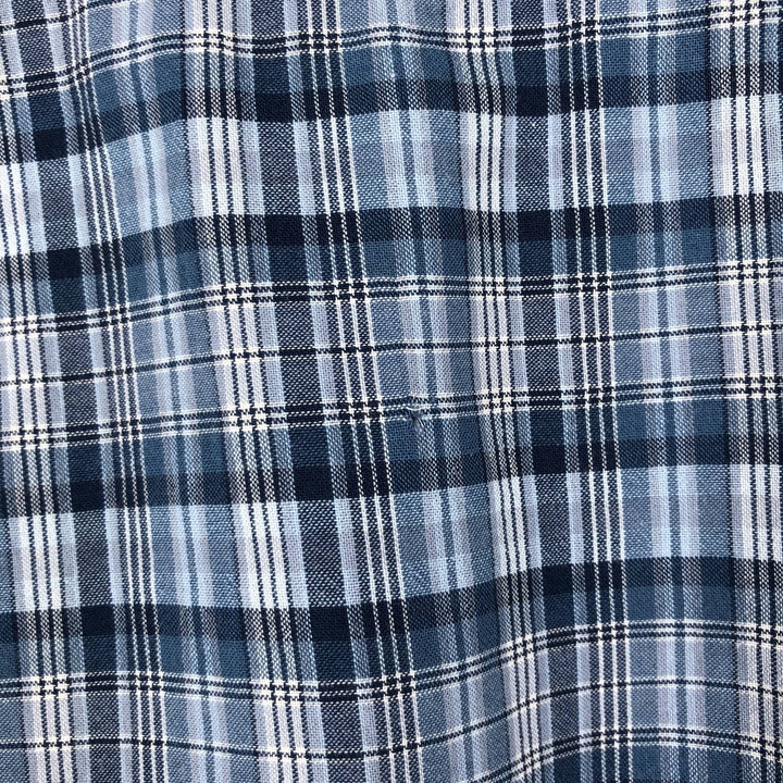 Ralph Lauren Classic Fit short sleeve button down check shirt, men's size L cotton blue type Vintage Second Hand