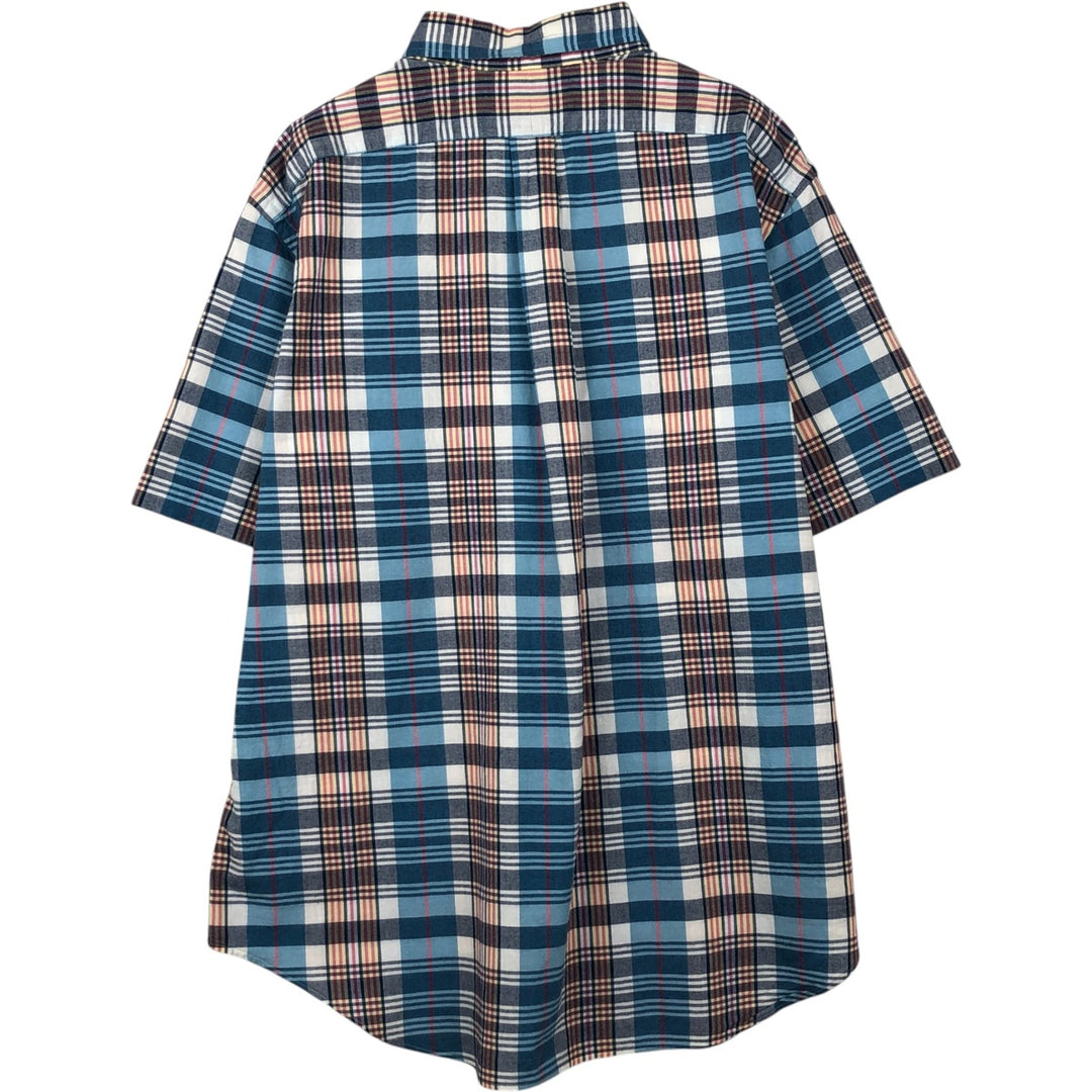 Ralph Lauren Classic Fit short sleeve button down check shirt, men's size XL cotton blue type Vintage Second Hand