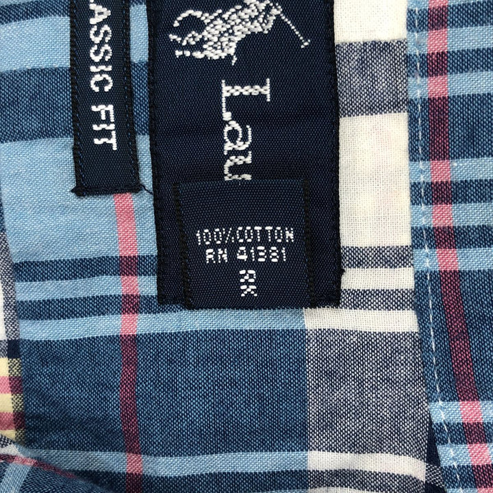Ralph Lauren Classic Fit short sleeve button down check shirt, men's size XL cotton blue type Vintage Second Hand