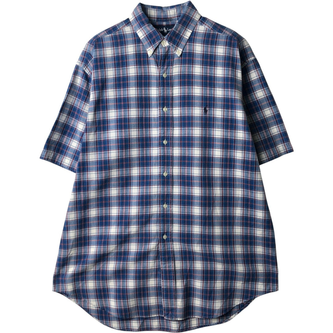2000'S Ralph Lauren BLAKE Short-Sleeve Button-Down Check Shirt, Men's Size L (approx.) cotton blue type Vintage Second Hand