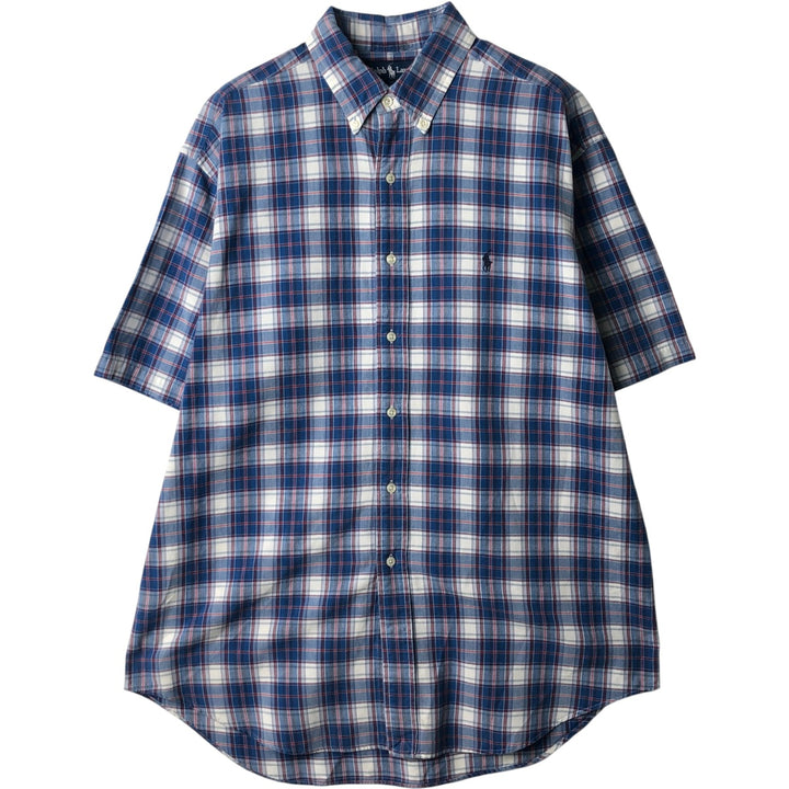 2000'S Ralph Lauren BLAKE Short-Sleeve Button-Down Check Shirt, Men's Size L (approx.) cotton blue type Vintage Second Hand
