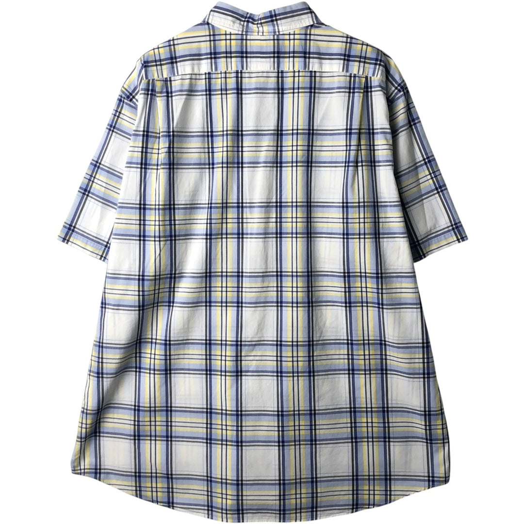 2000'S Ralph Lauren MARLOWE Short-Sleeve Cotton Check Shirt, Men's Size XL (approx.) cotton lemon yellow Vintage Second Hand