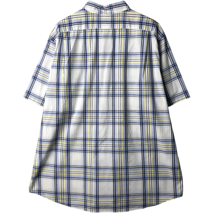2000'S Ralph Lauren MARLOWE Short-Sleeve Cotton Check Shirt, Men's Size XL (approx.) cotton lemon yellow Vintage Second Hand
