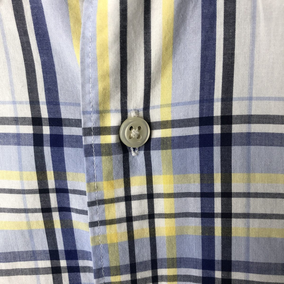 2000'S Ralph Lauren MARLOWE Short-Sleeve Cotton Check Shirt, Men's Size XL (approx.) cotton lemon yellow Vintage Second Hand