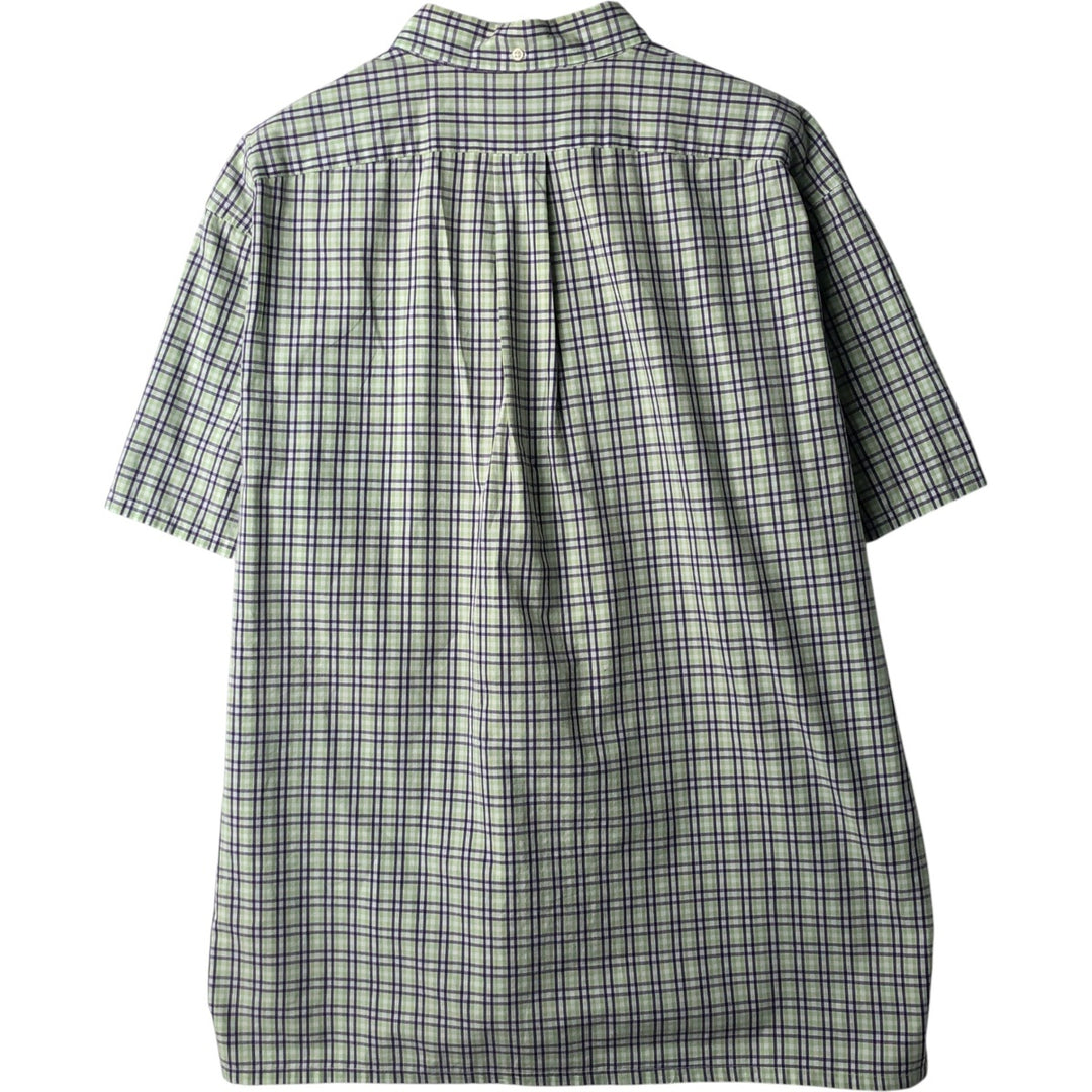 Ralph Lauren GREGGOR Short-Sleeve Button-Down Check Shirt, Boxy Shirt, Men's Size L (approx.) cotton green type yellow green Vintage Second Hand