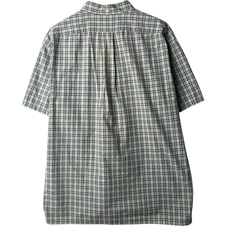Ralph Lauren GREGGOR Short-Sleeve Button-Down Check Shirt, Boxy Shirt, Men's Size L (approx.) cotton green type yellow green Vintage Second Hand