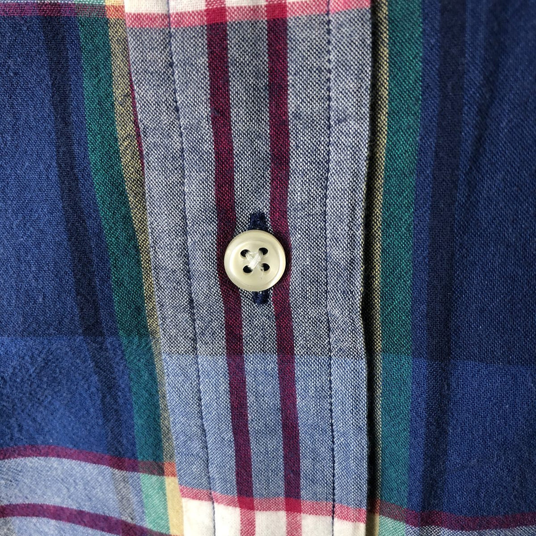 2000'S Ralph Lauren BLAKE Short-Sleeve Button-Down Check Shirt, Men's Size XL (approx.) cotton navy blue type Vintage Second Hand
