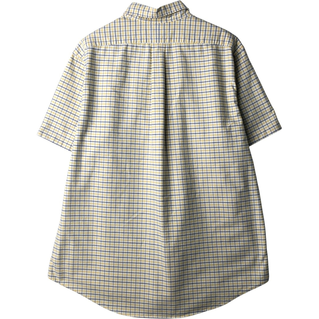 2000'S Ralph Lauren CUSTOM FIT Short-Sleeve Button-Down Check Shirt, Men's Size XL (approx.) cotton lemon yellow Vintage Second Hand