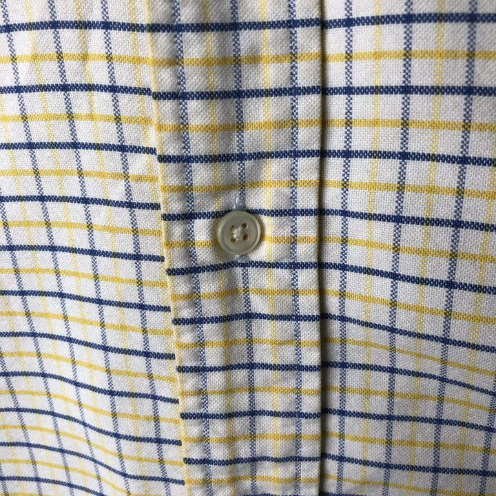 2000'S Ralph Lauren CUSTOM FIT Short-Sleeve Button-Down Check Shirt, Men's Size XL (approx.) cotton lemon yellow Vintage Second Hand