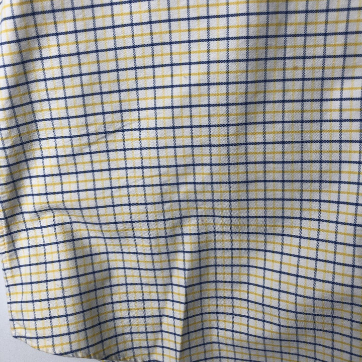 2000'S Ralph Lauren CUSTOM FIT Short-Sleeve Button-Down Check Shirt, Men's Size XL (approx.) cotton lemon yellow Vintage Second Hand