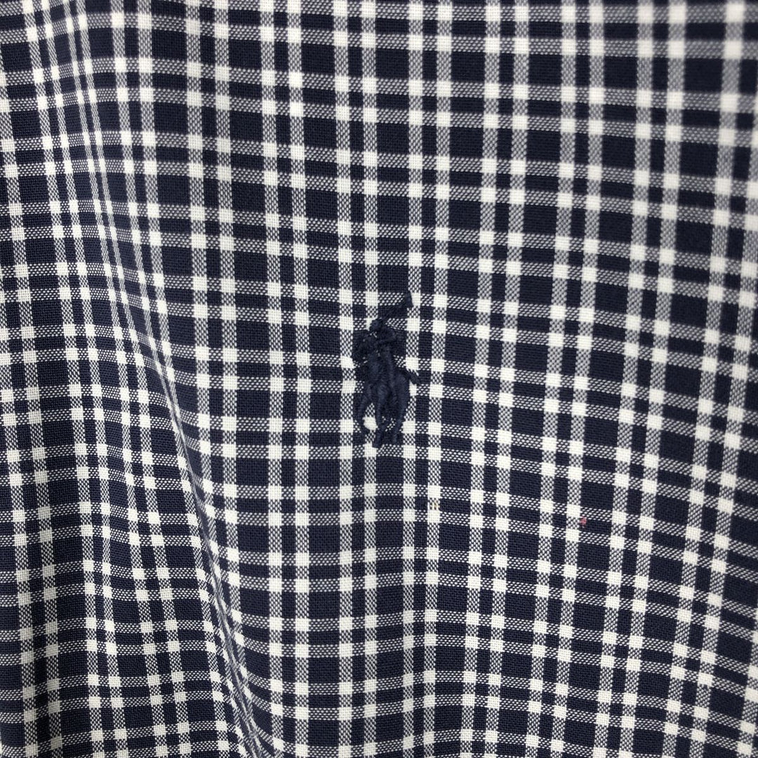 Ralph Lauren BLAKE short sleeve button down check shirt men's XL size cotton navy blue type Vintage Second Hand