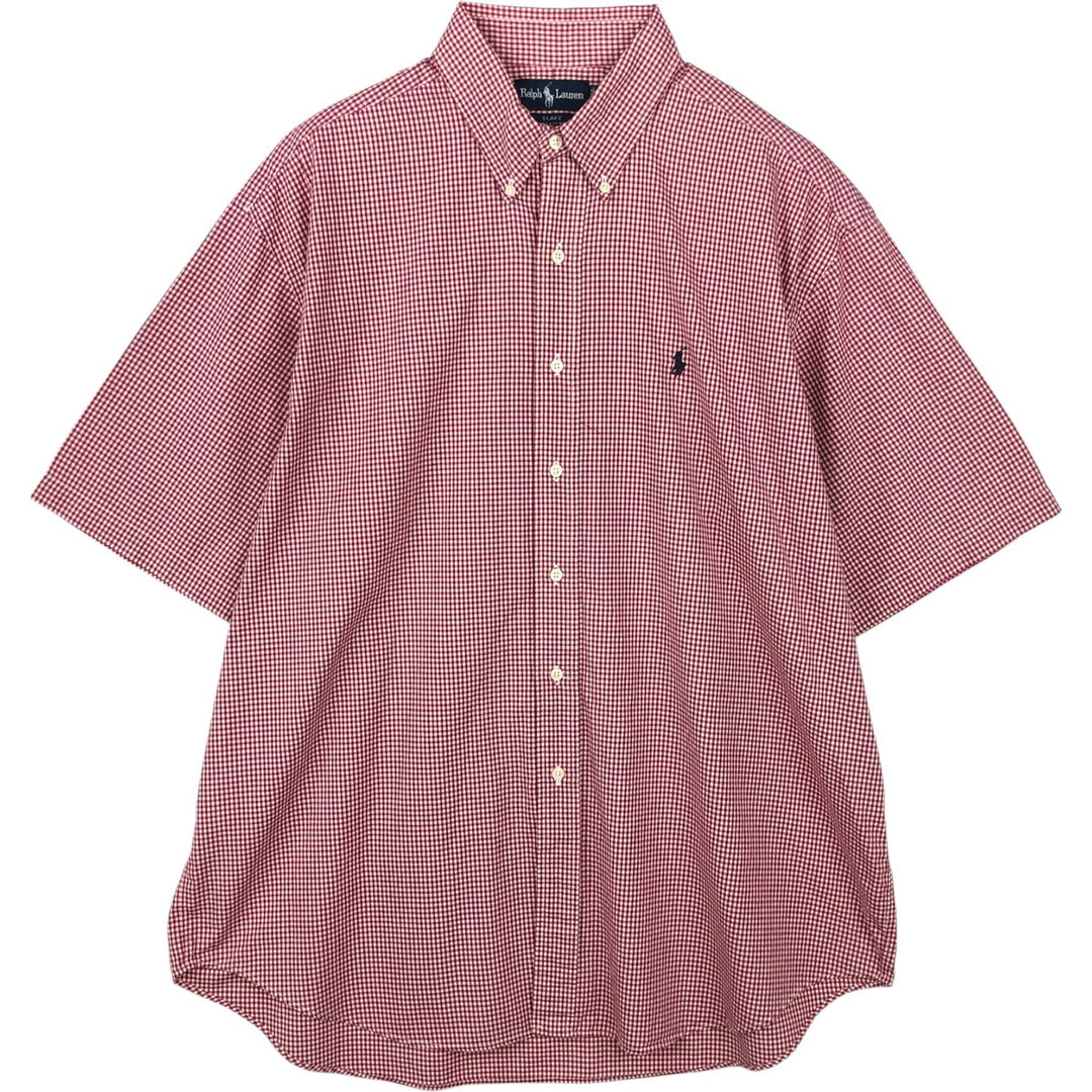 Ralph Lauren BLAKE Gingham Check Short Sleeve Button Down Check Shirt Men's XL cotton red type Vintage Second Hand